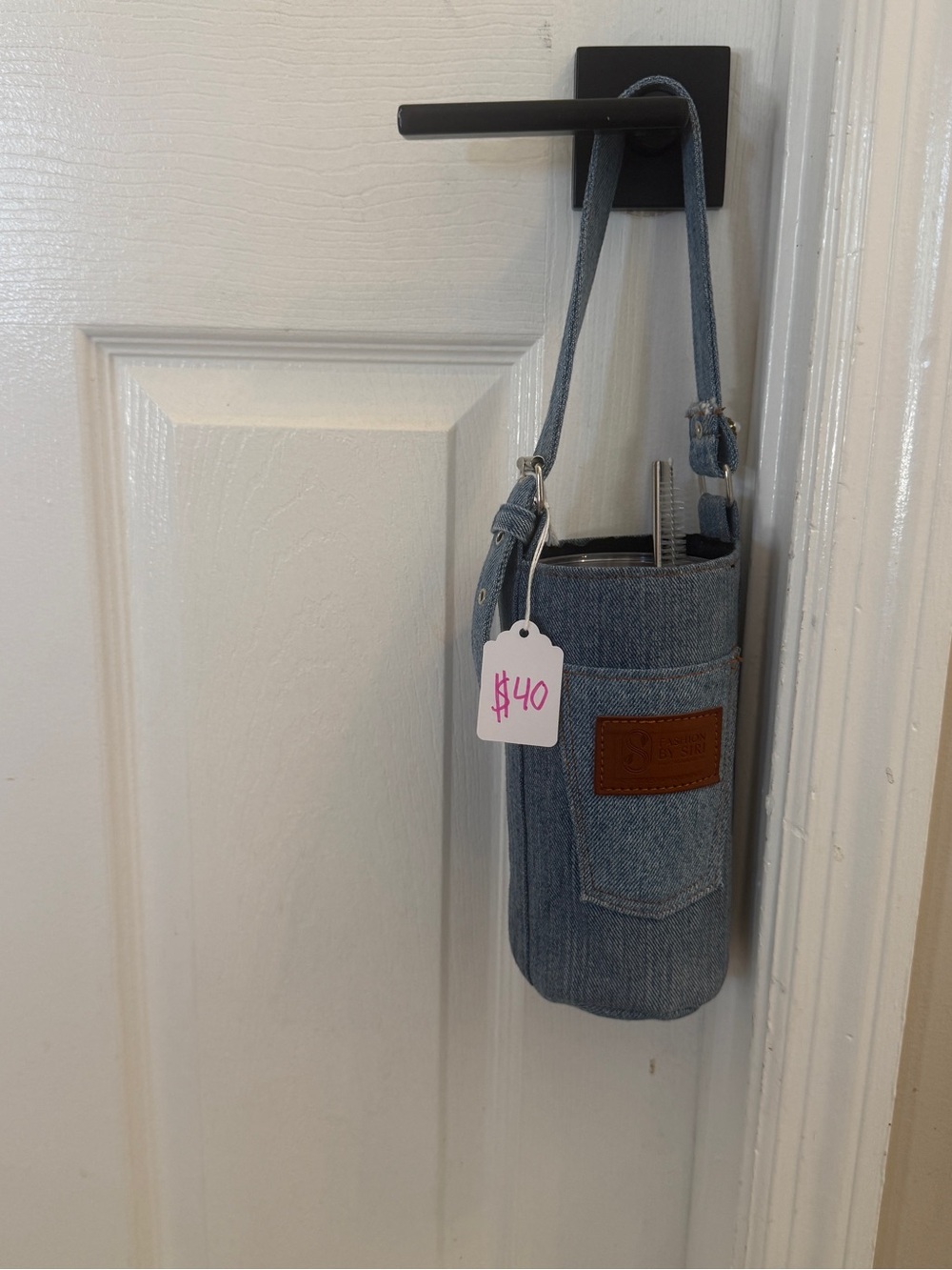 Denim Bottle Carrier Crossbody Bag